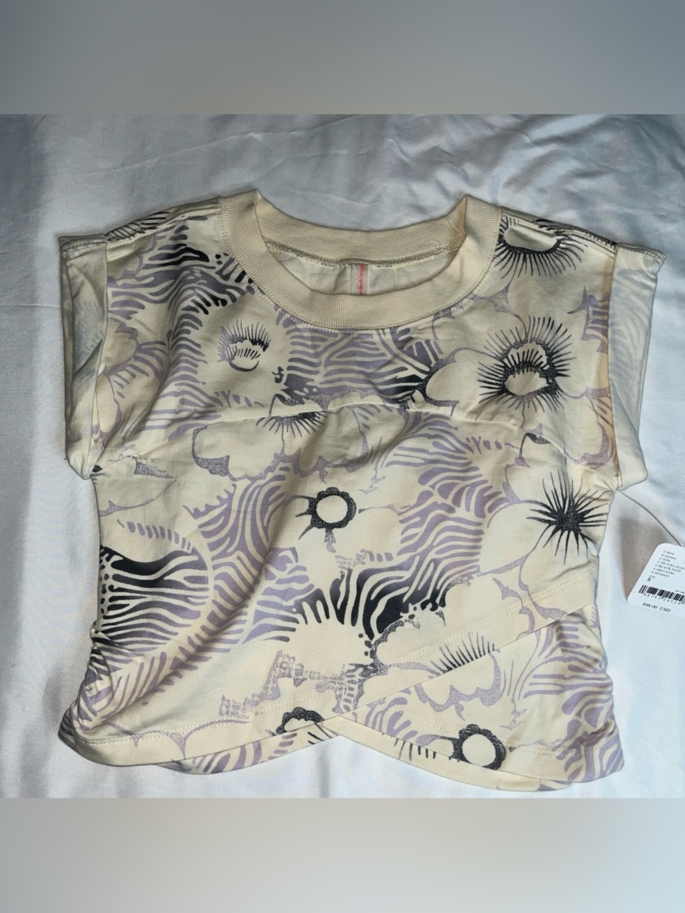Free People Movement Hot Shot Crossover Epic Floral Top Womens Small NWT Cream
